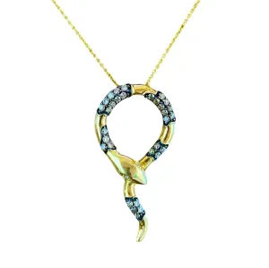 Enchanted Serpent: 14K Yellow Gold Diamond Snake Necklace