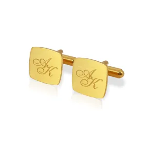 Engraved gold cufflinks, Customized Cufflinks for men, personalized gifts for him, 925 Silver 14K gold plated, Gift Message, Box, Handmade