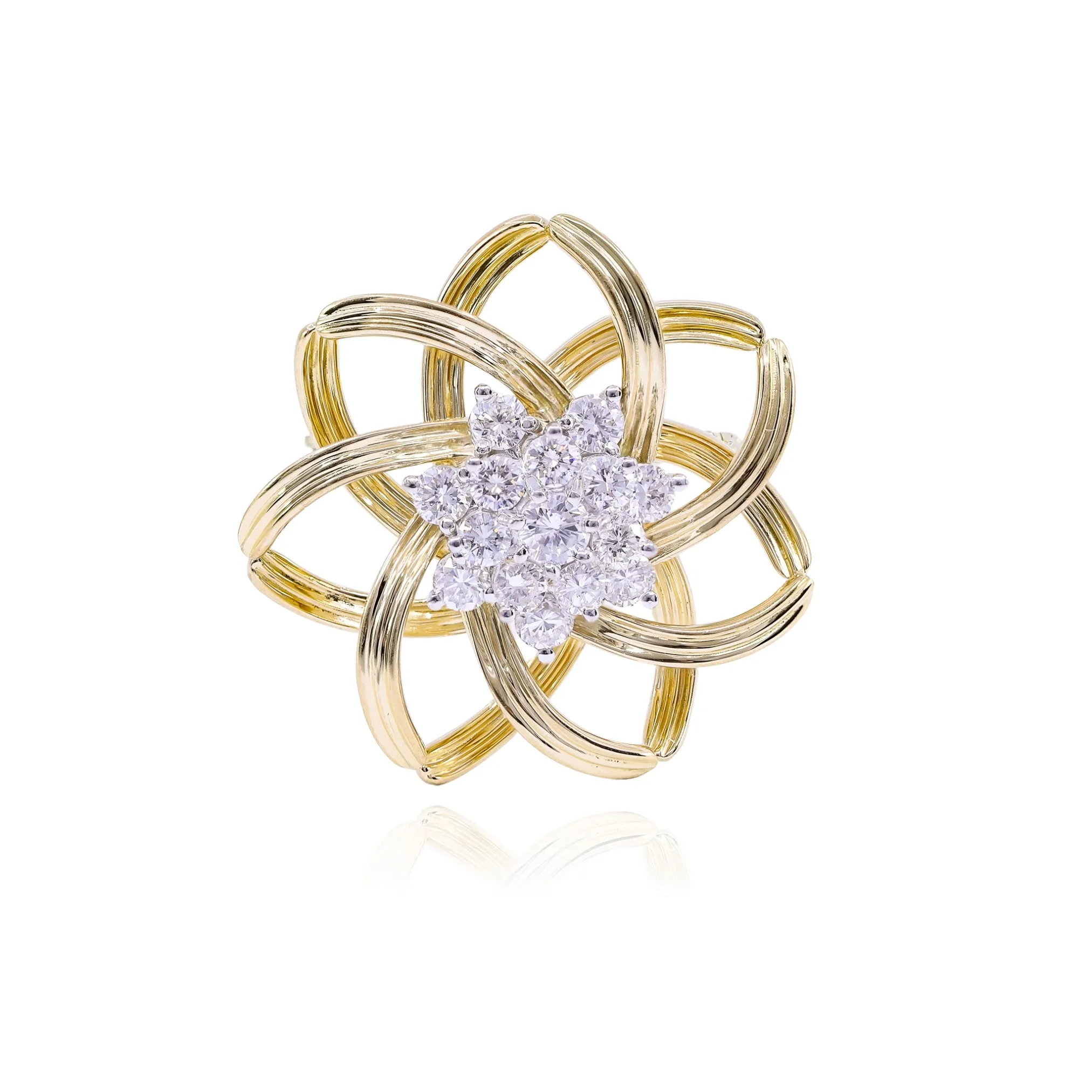ESTATE 18K YELLOW GOLD PLATINUM DIAMOND MCTEIGUE PIN