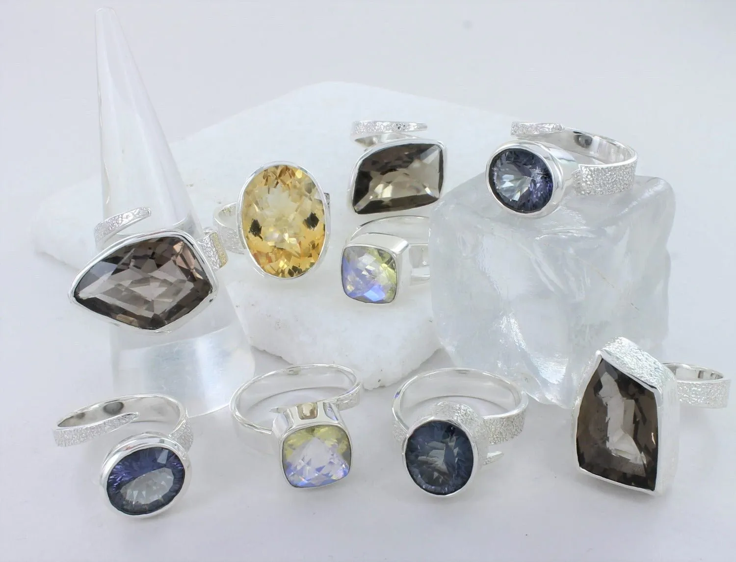 Exclusive Rainbow Moonstone Cocktail Rings