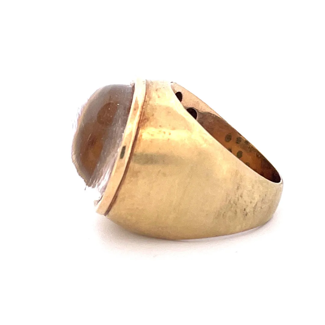 Exquisite 14k Yellow Gold Dome Ring with Crystal