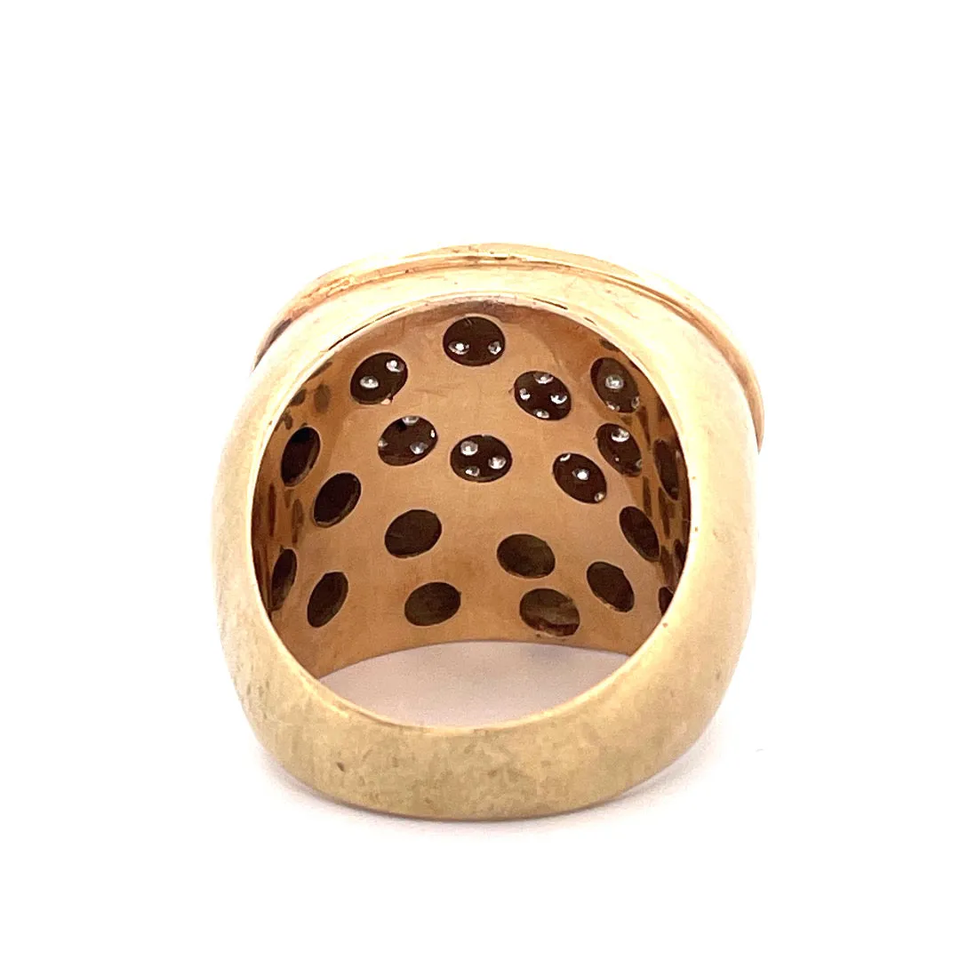 Exquisite 14k Yellow Gold Dome Ring with Crystal