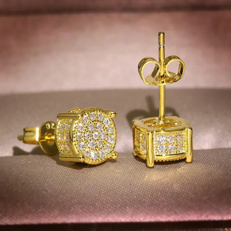 Exquisite Austrian Crystal Round Stud Earrings for Women Fancy Fashion Jewelry Accessories