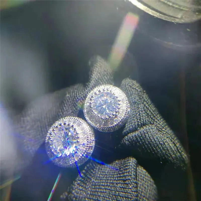 Exquisite Austrian Crystal Round Stud Earrings for Women Fancy Fashion Jewelry Accessories