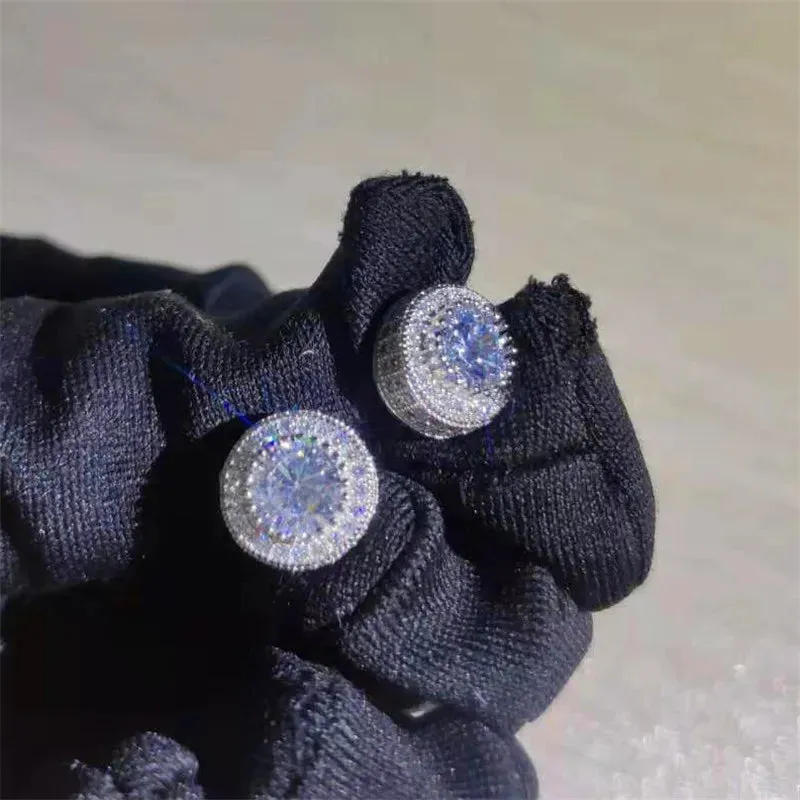 Exquisite Austrian Crystal Round Stud Earrings for Women Fancy Fashion Jewelry Accessories