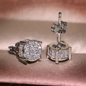 Exquisite Austrian Crystal Round Stud Earrings for Women Fancy Fashion Jewelry Accessories