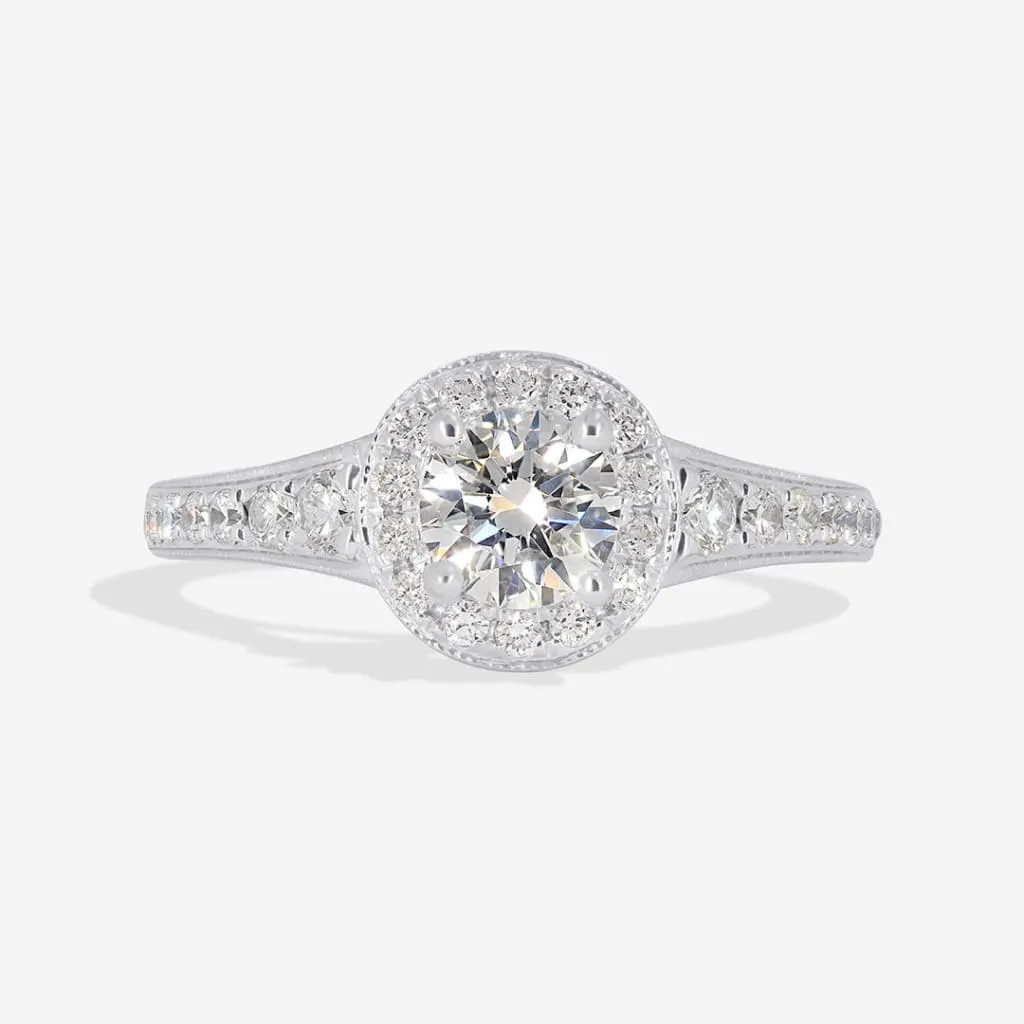 FAIRY | Round Halo Diamond Set in Platinum 0.82ct