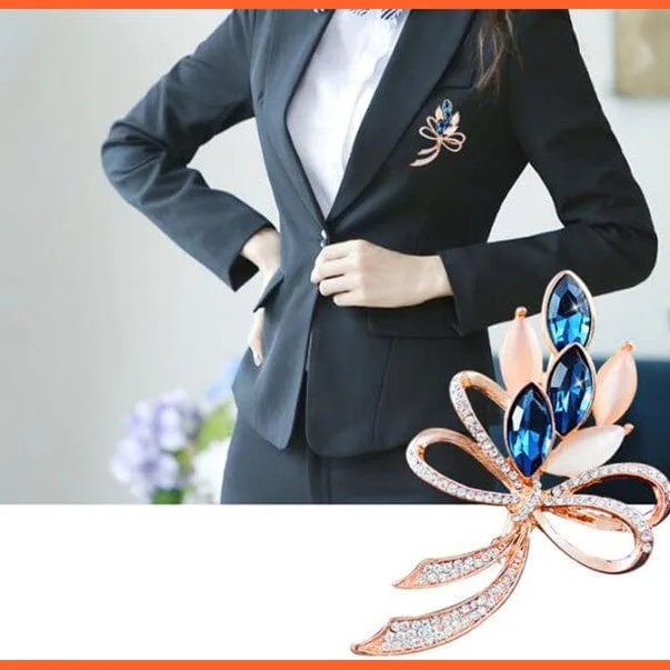 Fashion Crystal Elegant Lapel Pin Rhinestone Brooches Corsage Jewellery