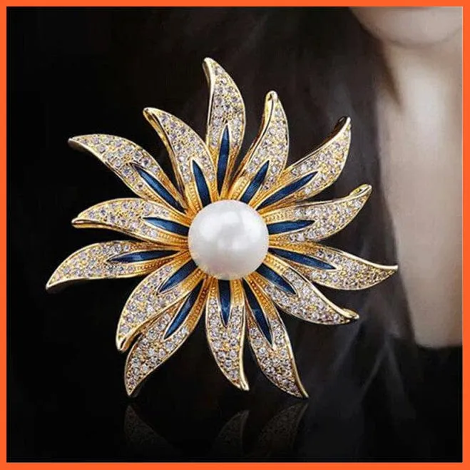 Fashion Crystal Elegant Lapel Pin Rhinestone Brooches Corsage Jewellery