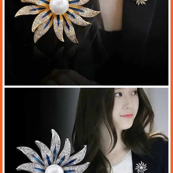 Fashion Crystal Elegant Lapel Pin Rhinestone Brooches Corsage Jewellery