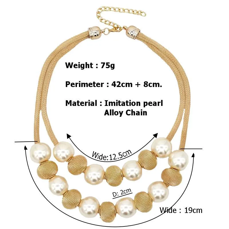 Fashion Multi layer Chain Imitation Pearl Necklace Women Collares Choker Statement Necklaces & Pendants Jewelry Accessories