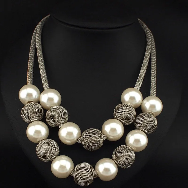 Fashion Multi layer Chain Imitation Pearl Necklace Women Collares Choker Statement Necklaces & Pendants Jewelry Accessories
