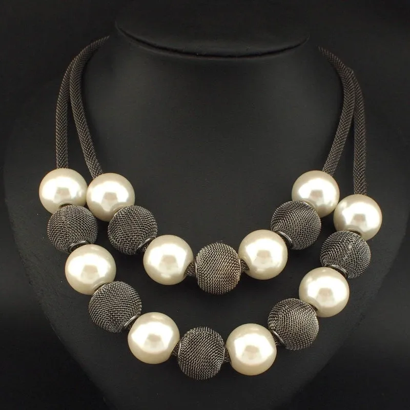 Fashion Multi layer Chain Imitation Pearl Necklace Women Collares Choker Statement Necklaces & Pendants Jewelry Accessories