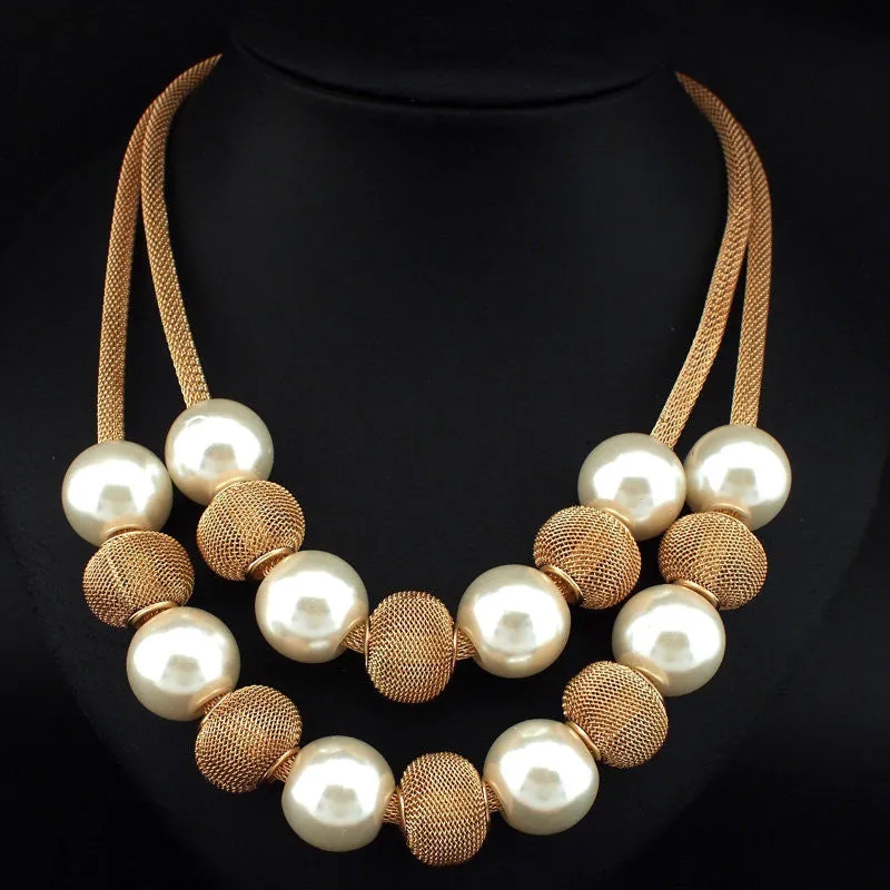 Fashion Multi layer Chain Imitation Pearl Necklace Women Collares Choker Statement Necklaces & Pendants Jewelry Accessories