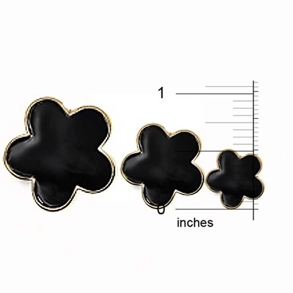 Fashion Off White Black Pink Enamel Flower Strand Necklace Silver Tone 40 Inch
