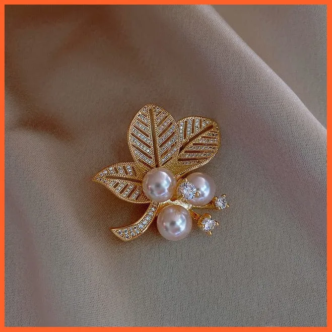 Fashion Pearl Flower Brooches For Women | Elegant Fashion Crystal Badge Pins