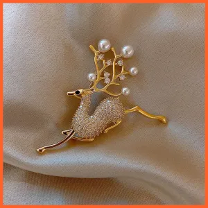 Fashion Pearl Flower Brooches For Women | Elegant Fashion Crystal Badge Pins