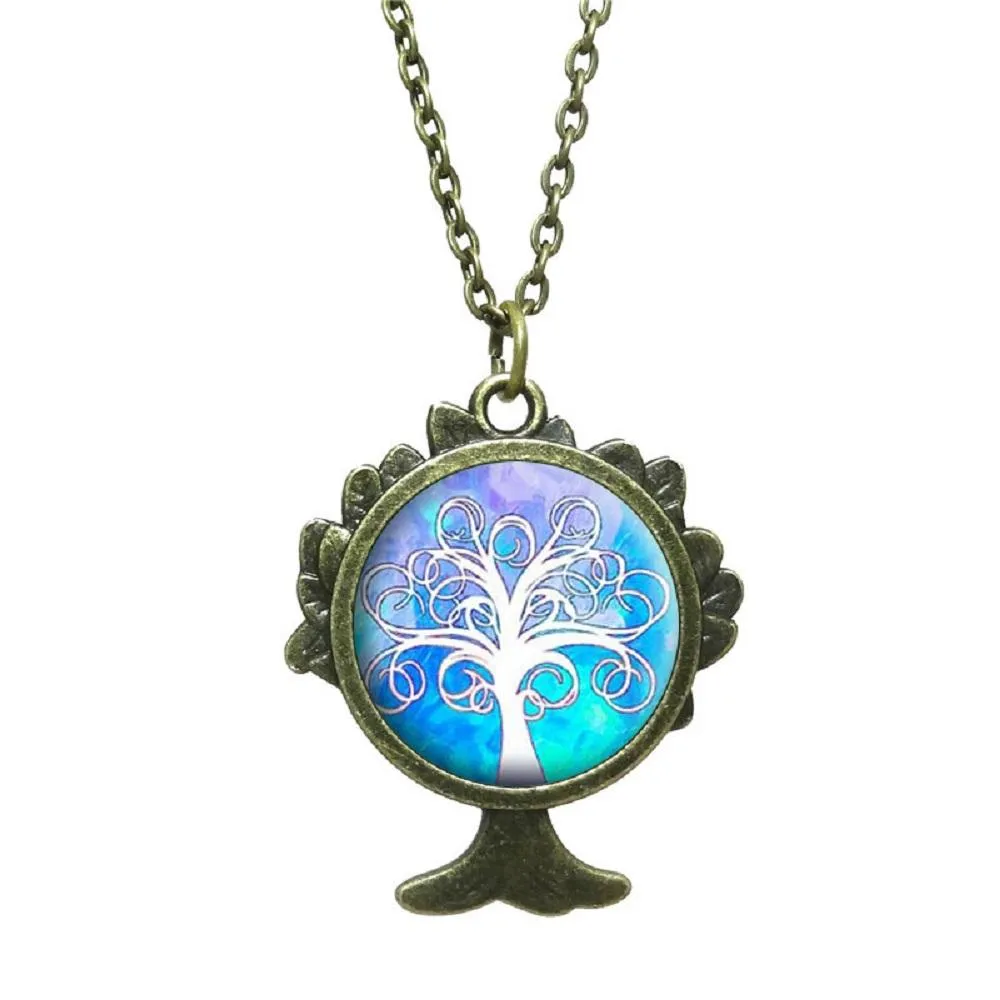 Fashion Tree Of Life Glass Cabochon Pendant Necklace