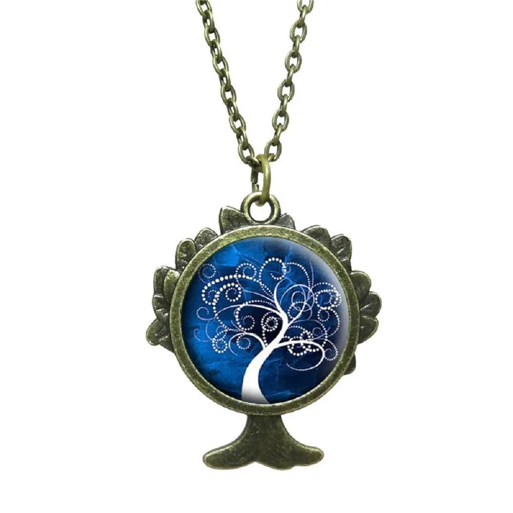 Fashion Tree Of Life Glass Cabochon Pendant Necklace