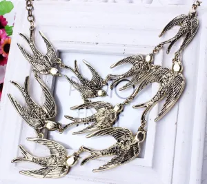 Fashion Women Brand Accessories Vintage Jewelry Swallow Necklace Alloy Clavicle Chain