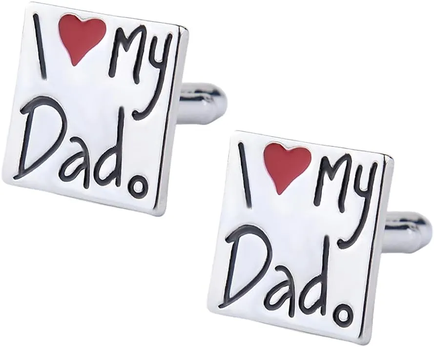 Father Dad Birthday Gift for Daddy I Love My Dad Cufflinks Gifts for Men Dad Fathers Day Retirement Gifts for Father Daddy Engraved Square Cufflinks for Dad Father of The Bride Gifts from Daughter