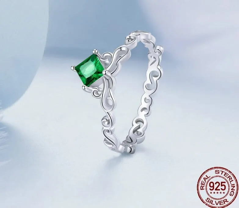 Floral Emerald 925 Sterling Silver Ring