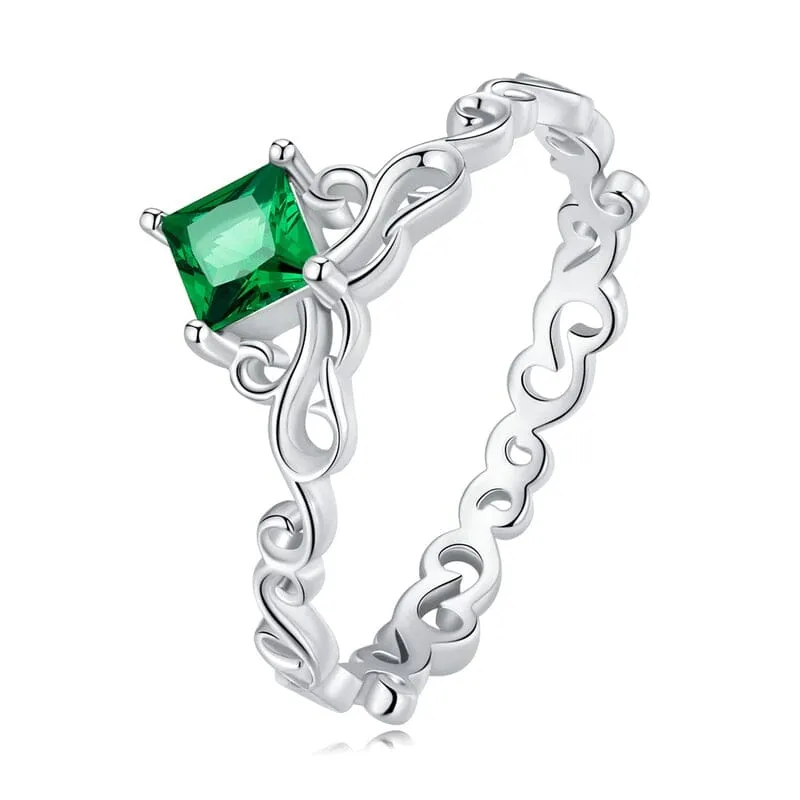Floral Emerald 925 Sterling Silver Ring