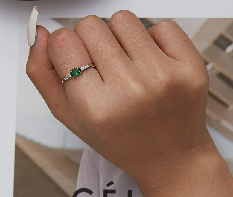 Floral Emerald 925 Sterling Silver Ring