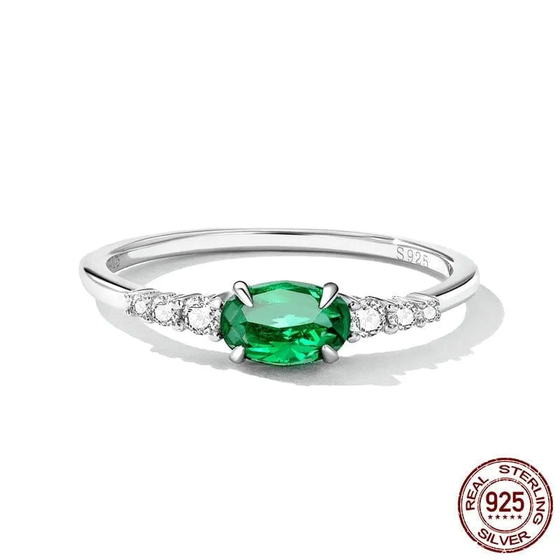 Floral Emerald 925 Sterling Silver Ring