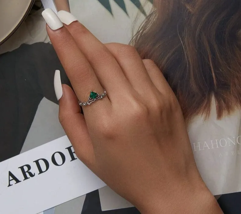 Floral Emerald 925 Sterling Silver Ring