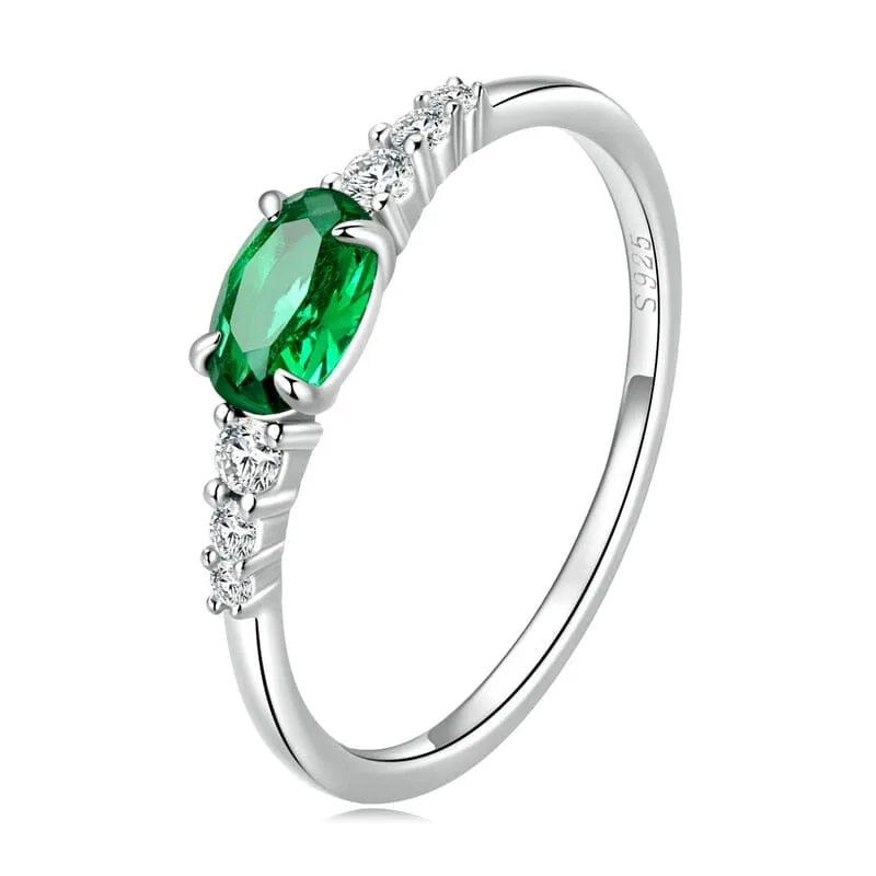 Floral Emerald 925 Sterling Silver Ring