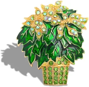 Flower Basket Shape Brooches Crystal Brooch Pins for Women Girls