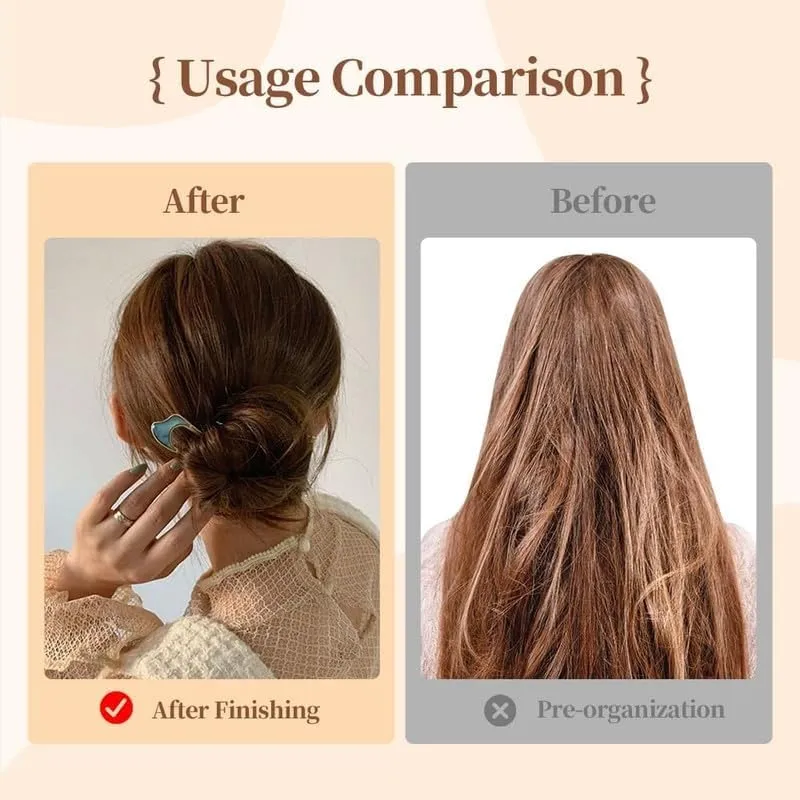 French Hair Pin,New U-Shaped Hair Clip for French Twist Hair,French Hair Sticks Fork Chignons Accessories For Women French Roll,Gold Hair Clips Hair Styling Accessories for Thick Hair (Silver Gold)