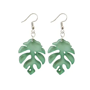 Fresh Acrylic Green Leaf Dangle Earrings For Women