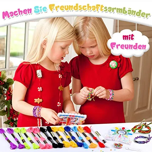 Friendship bracelets crafting set with letter beads cotton yarn cords woven board friendship bracelets crafting braiding set