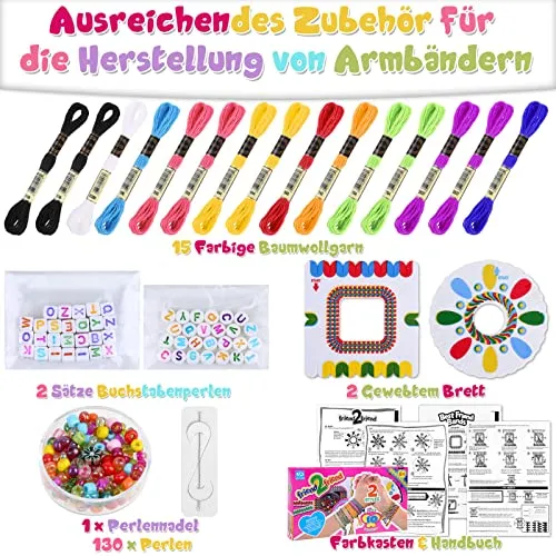 Friendship bracelets crafting set with letter beads cotton yarn cords woven board friendship bracelets crafting braiding set