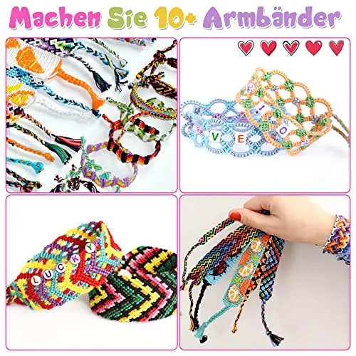 Friendship bracelets crafting set with letter beads cotton yarn cords woven board friendship bracelets crafting braiding set