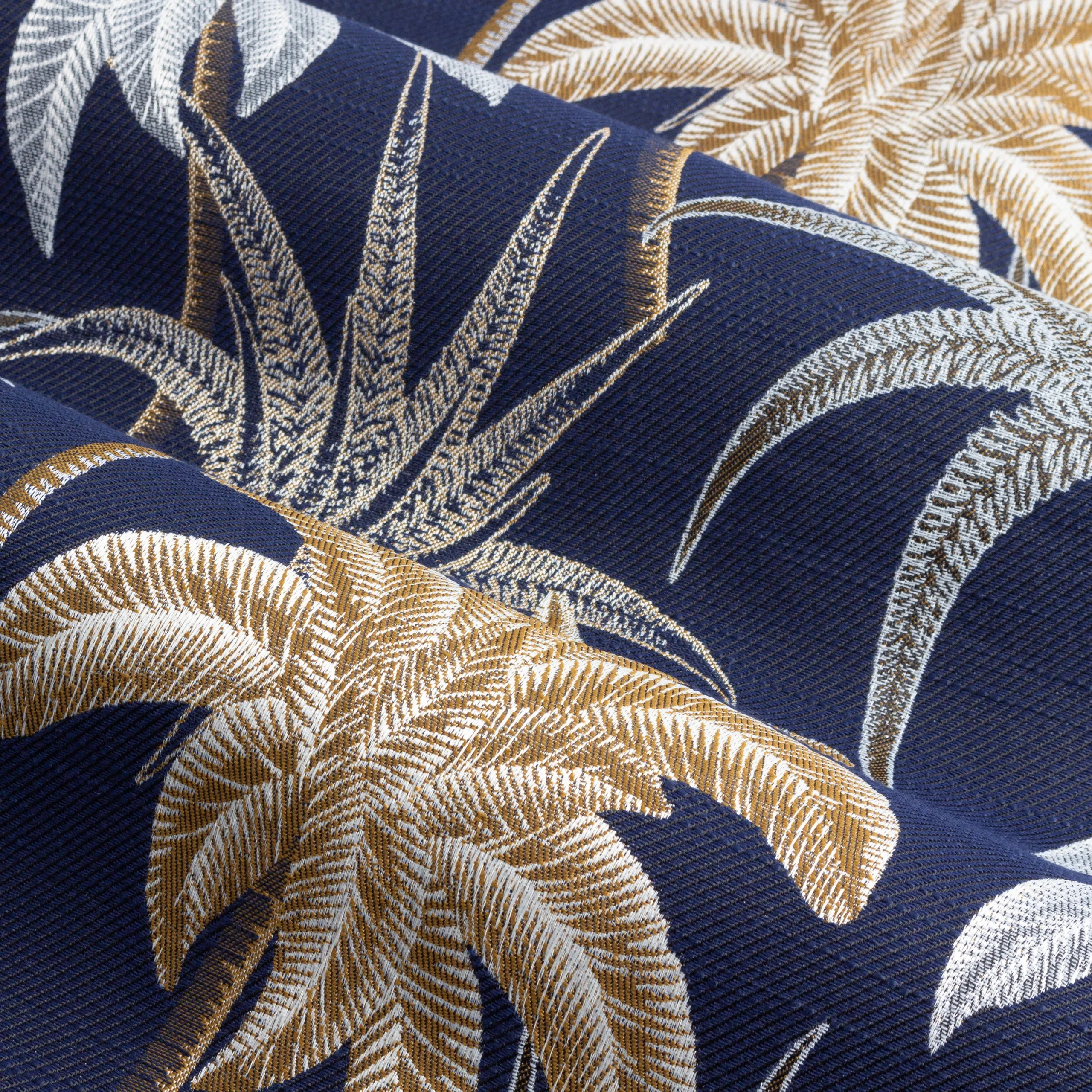 Galapagos Jacquard Ready Made Eyelet Curtains Navy