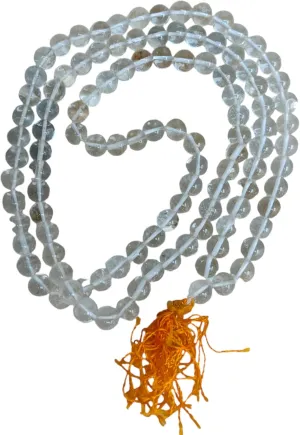 Gems Jewels Sphatik Japa Mala Rosary Certified Original Crystal Quartz Agate Mala (108 1 Beads) Healing Meditation Precious Gemstone Necklace Mala for Unisex Tibetan Buddhist Prayer Crystal Mala