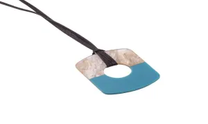 Geometric Resin Pendant Necklace Adjustable Brown Leather Rope Necklaces For Women