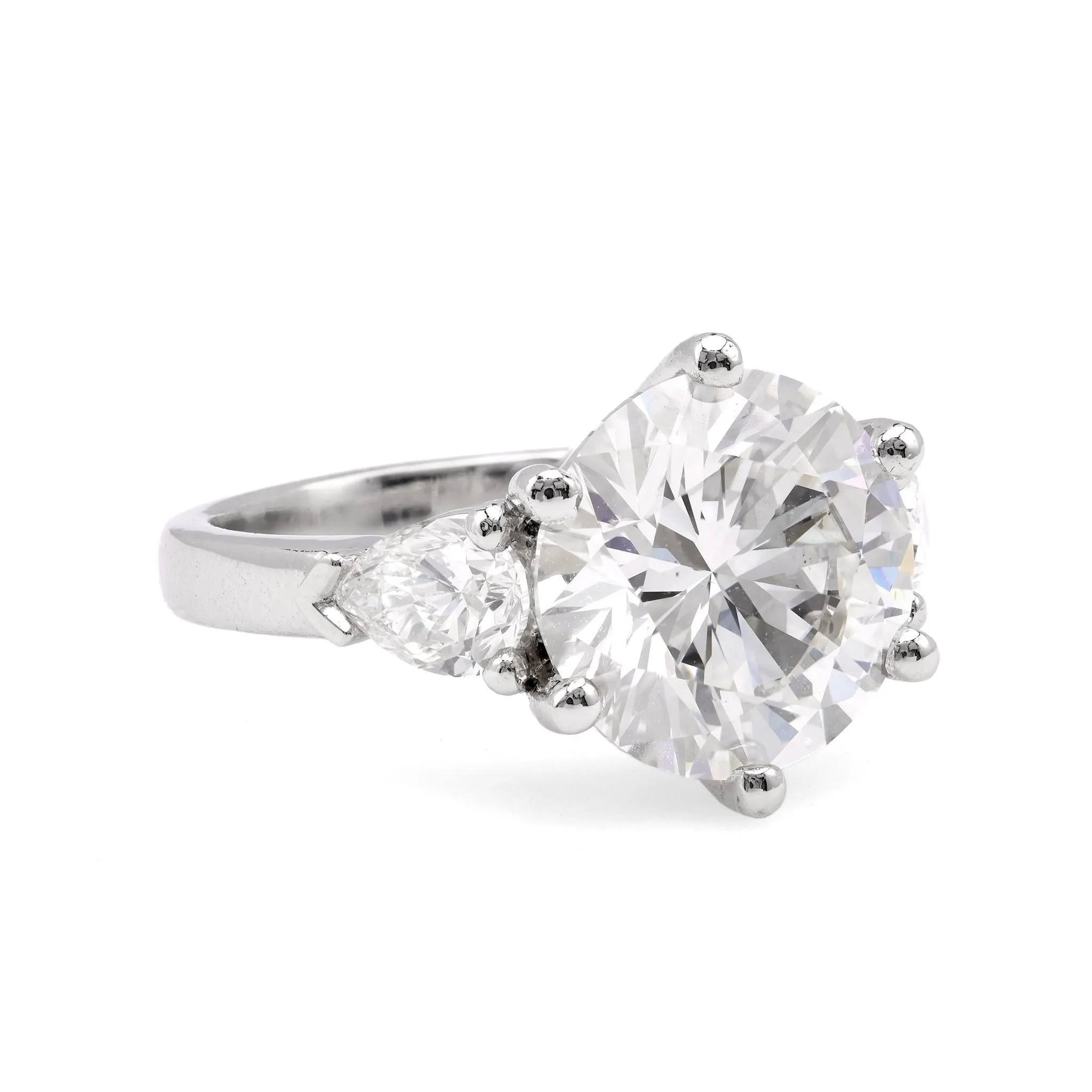 GIA 5.07 Carat Round Brilliant Cut Diamond Platinum Ring