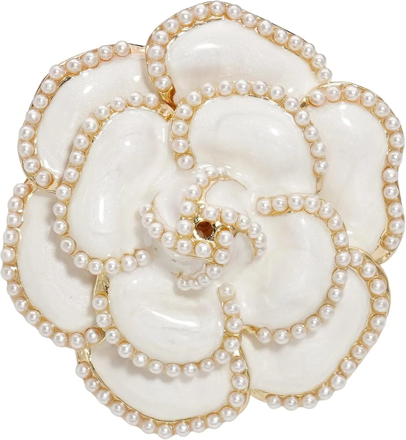 Gleamart Pearl Camellia Brooch Solid Color Flower Brooch for Women and Girls