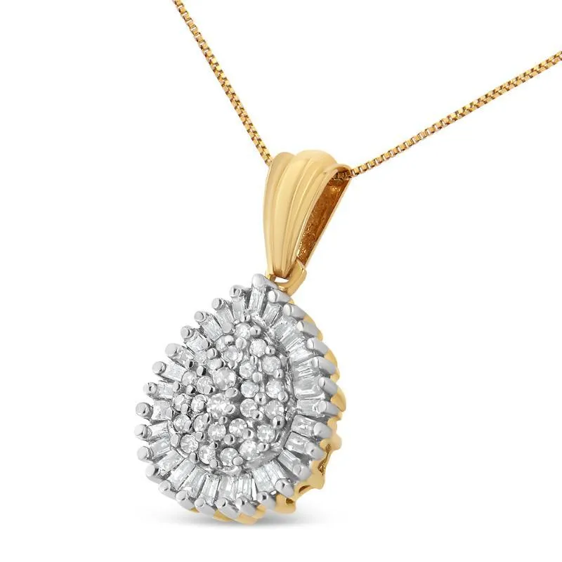 Gold 1/2 Cttw Round and Bagutte-Cut Diamond