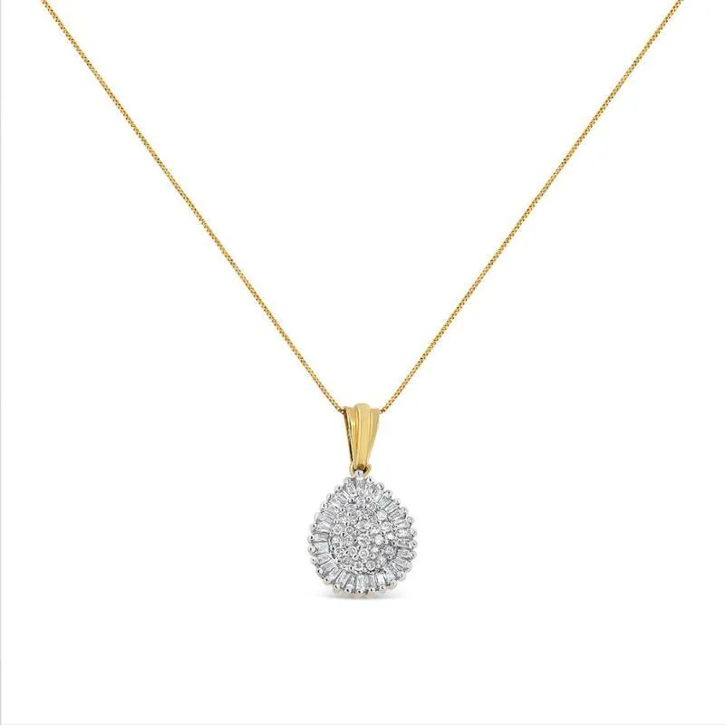 Gold 1/2 Cttw Round and Bagutte-Cut Diamond