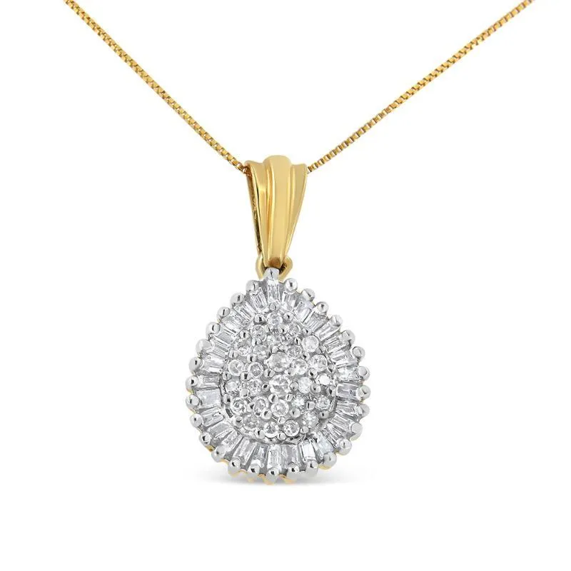 Gold 1/2 Cttw Round and Bagutte-Cut Diamond
