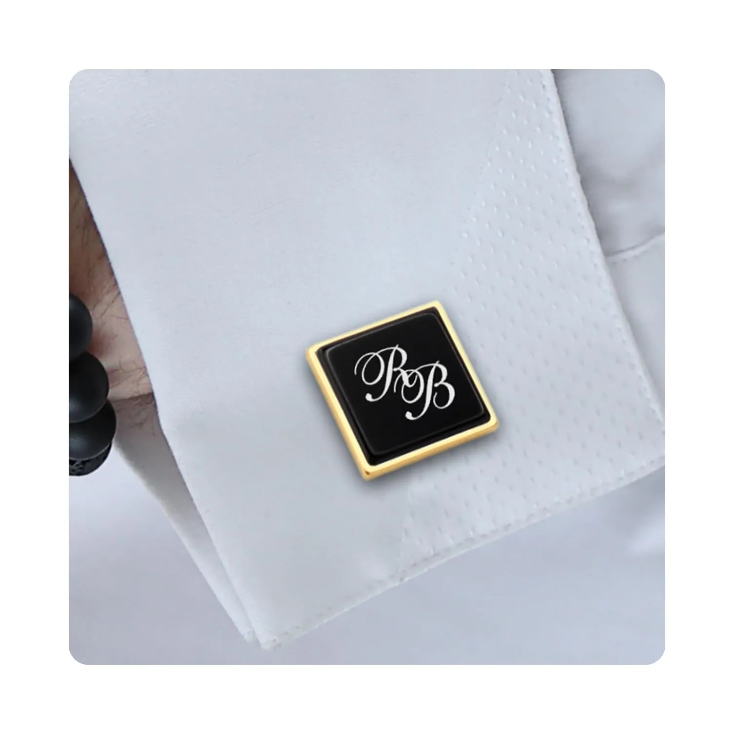 Gold engraved initial cufflinks - Custom Black and Gold cufflinks - Personalized cufflinks for me - Customized groom groomsmen husband anniversary birthday Gift Present