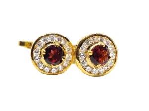 Gold Garnet Cufflinks For Men 925 Silver Garnet Cufflinks Gold Plated Garnet Engagement Cufflinks Garnet Wedding Cufflinks January Cufflinks