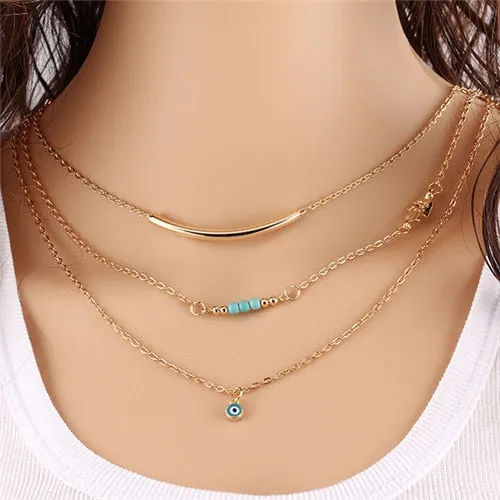 Gold Layered Choker Necklaces