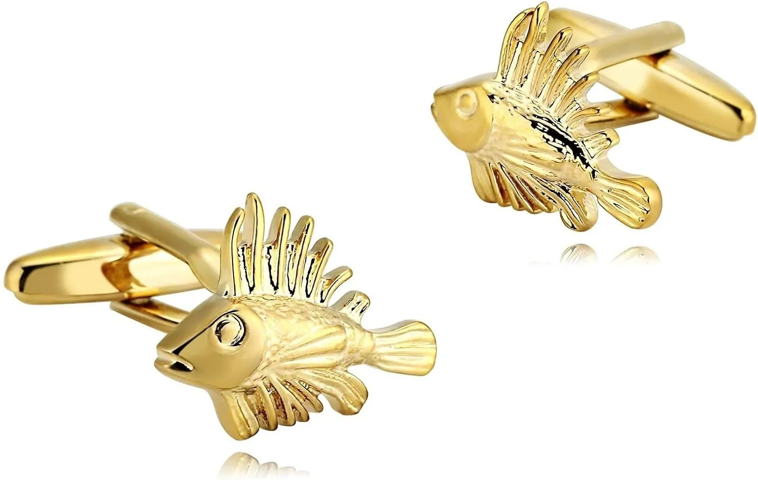 Gold Men Cufflinks Shirts Stainless Steel Engraved Cufflinks, Fish Custom Cufflinks Personalized Cufflinks for Men Men's Cufflinks