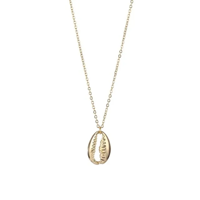 Gold Plated Boho Conch Seashell Pendant Necklace